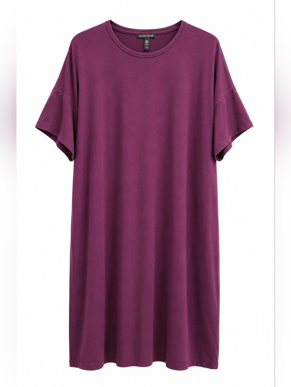 Eileen Fisher T-Shirt Dress Jersey Knit Plum Purple Short Sleeve Size Small - Picture 2 of 13